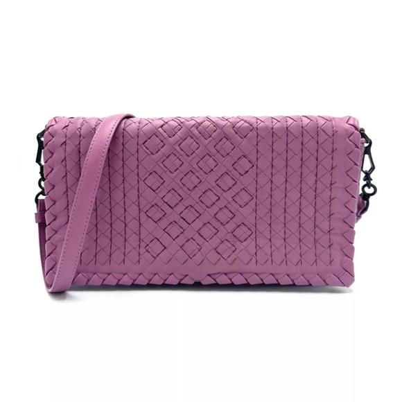 Bottega Veneta Lavender Intrecciato Leather Flap Crossbody Bag Removable Strap - Picture 6 of 16